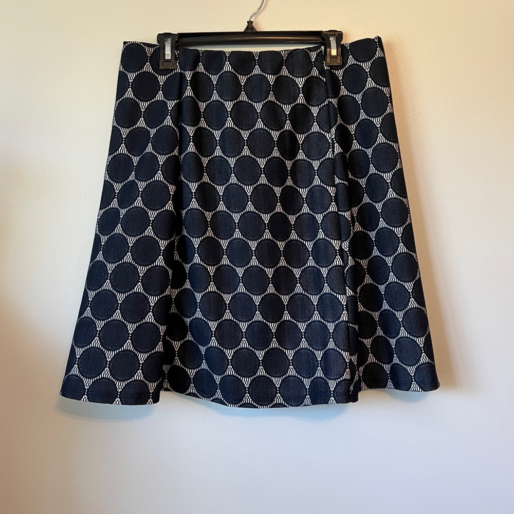 Renee C Navy Blue & White Lined Maybell Lace Skirt Size XL